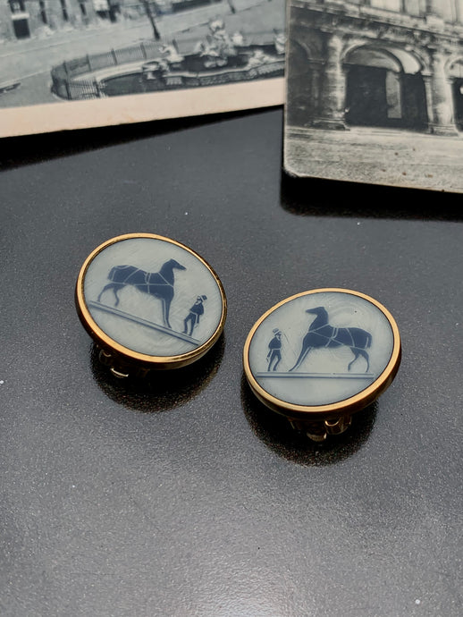 Vintage Hermes Horse Button Earrings