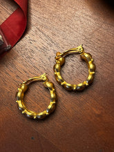 Load image into Gallery viewer, Vintage Karl Lagerfeld Matte Gold Hoop Earrings