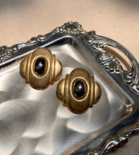 Load image into Gallery viewer, Vintage Gold Onyx Earrings