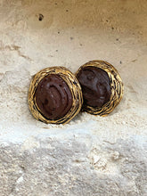 Load image into Gallery viewer, Vintage Brown Textured Earrings