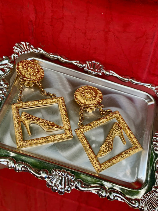 Vintage Salvatore Ferragamo Shoe Earrings