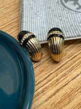 Load image into Gallery viewer, Vintage Black Enamel Lined Hoop Earrings