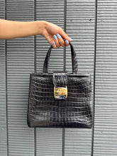 Load image into Gallery viewer, Vintage Salvatore Ferragamo Vara Navy Leather Handbag
