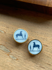 Vintage Hermes Horse Button Earrings