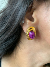Load image into Gallery viewer, Vintage Purple Stone Earrings