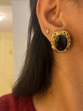 Load image into Gallery viewer, Vintage Black Stone Art Deco Frame Earrings