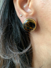 Load image into Gallery viewer, Vintage Brown &amp; Gold Resin Earrings