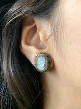 Load image into Gallery viewer, Vintage Silver &amp; Mother of Pearl Cameo Stud Earrings