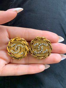 Vintage Chanel Diamond CC Logo Earrings