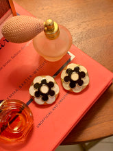 Load image into Gallery viewer, Vintage Black and White Flora Enamel Earrings
