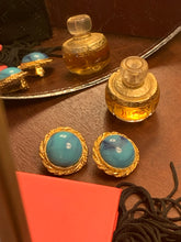 Load image into Gallery viewer, Vintage Turquoise Round Gold Crown Earrings