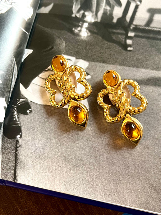 Vintage Citrine Butterfly Earrings