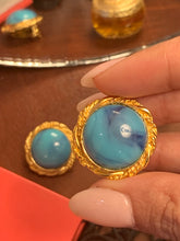 Load image into Gallery viewer, Vintage Turquoise Round Gold Crown Earrings