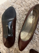Load image into Gallery viewer, Vintage Yves Saint Laurent Brown Almond Toe Pumps