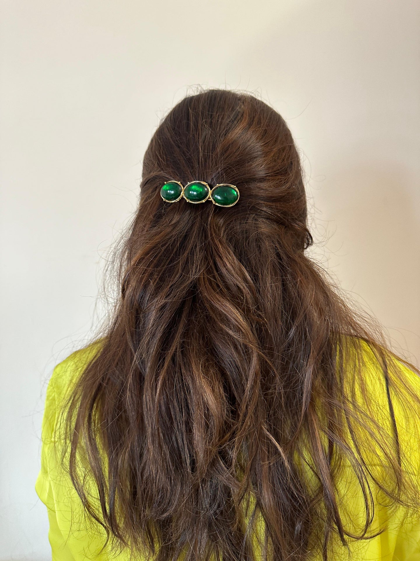 Vintage Green Stones Hair Clip