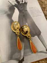 Load image into Gallery viewer, Vintage Peach &amp; Yellow Drop Earrings