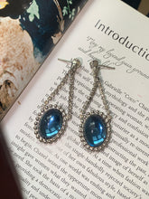 Load image into Gallery viewer, Vintage Sea Blue Diamonte Dangler Earrings