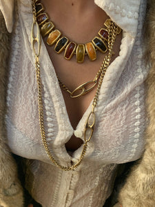 Vintage Brown Enamel Collar Necklace