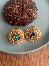 Load image into Gallery viewer, Vintage Givenchy Green Stone Earrings