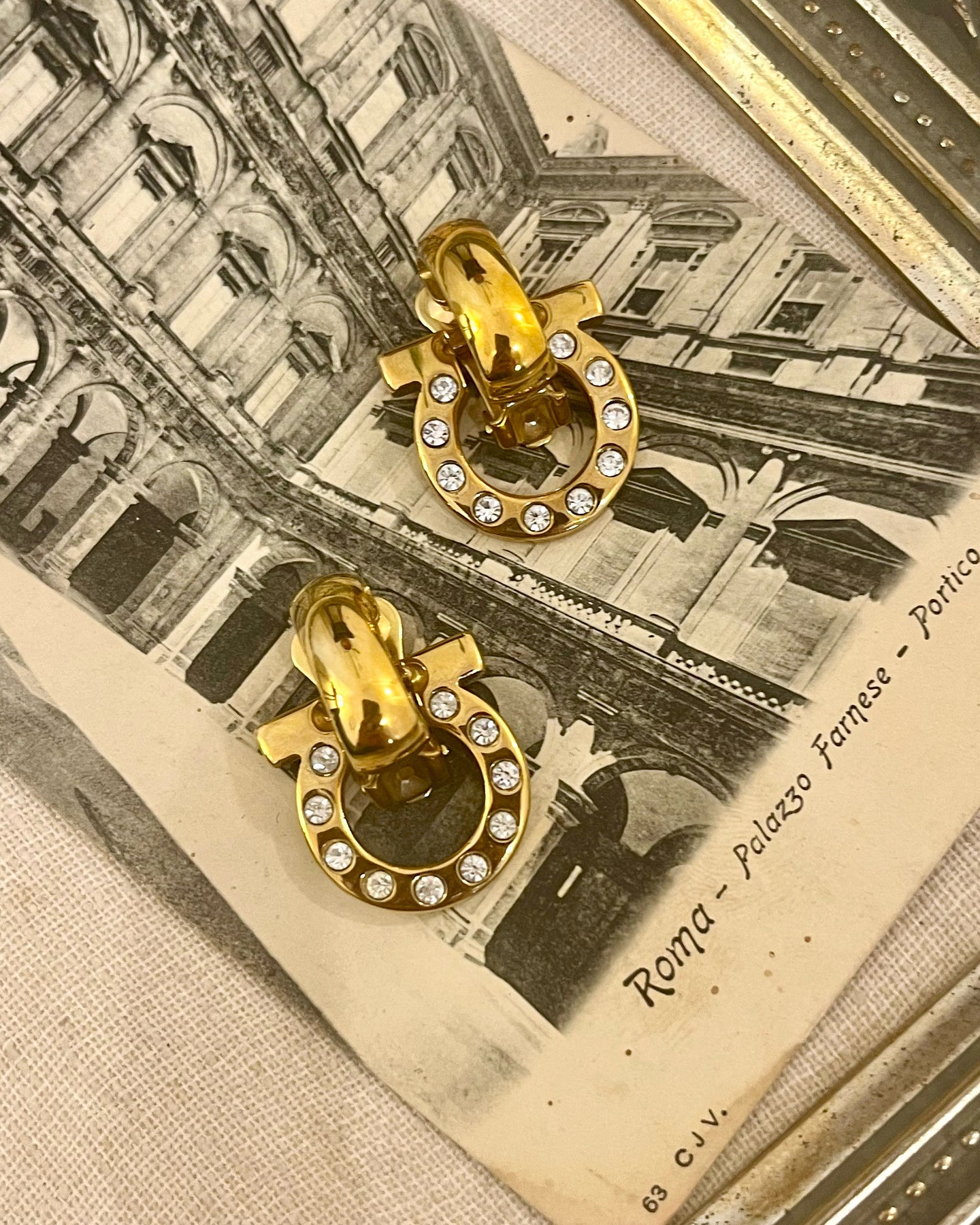 Vintage Salvatore Ferragamo Gancini Studded Earrings
