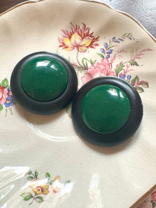 Vintage Green And Black Chunky Earrings