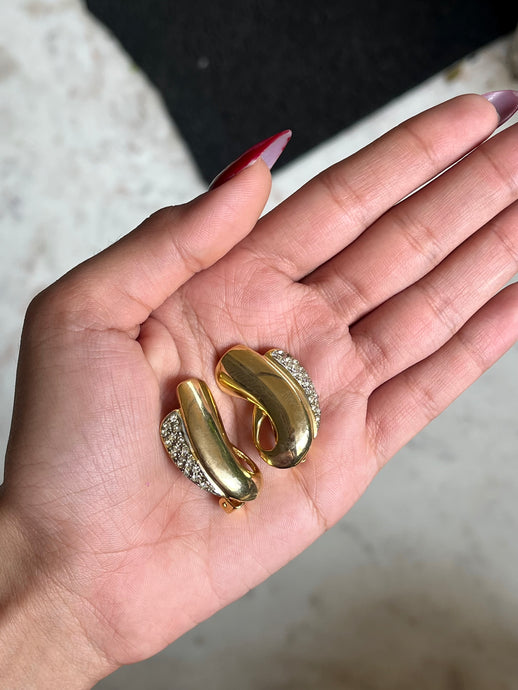 Vintage Snail Faux Diamond Earrings