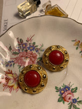 Load image into Gallery viewer, Vintage Chunky Red Stone Earrings