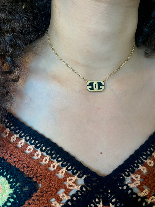 Vintage Givenchy Black Enamel G necklace