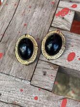 Load image into Gallery viewer, Vintage Black Stone Oval Earrings