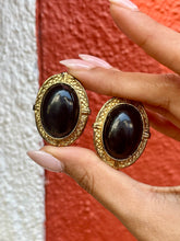 Load image into Gallery viewer, Vintage Black Stone Oval Earrings