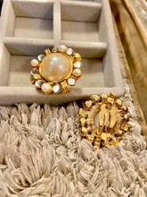 Load image into Gallery viewer, Vintage Oscar De La Renta Pearl &amp; Diamond Earrings