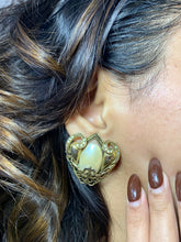 Load image into Gallery viewer, Vintage Encased Oval Pearl Earrings