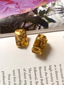 Vintage Rectangular Gold Gem Earrings