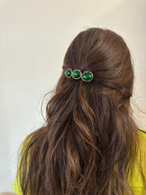 Load image into Gallery viewer, Vintage Green Stones Hair Clip