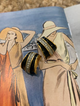 Load image into Gallery viewer, Vintage Black Enamel Diamond Earrings