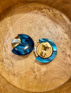 Vintage Blue Enamel Earrings
