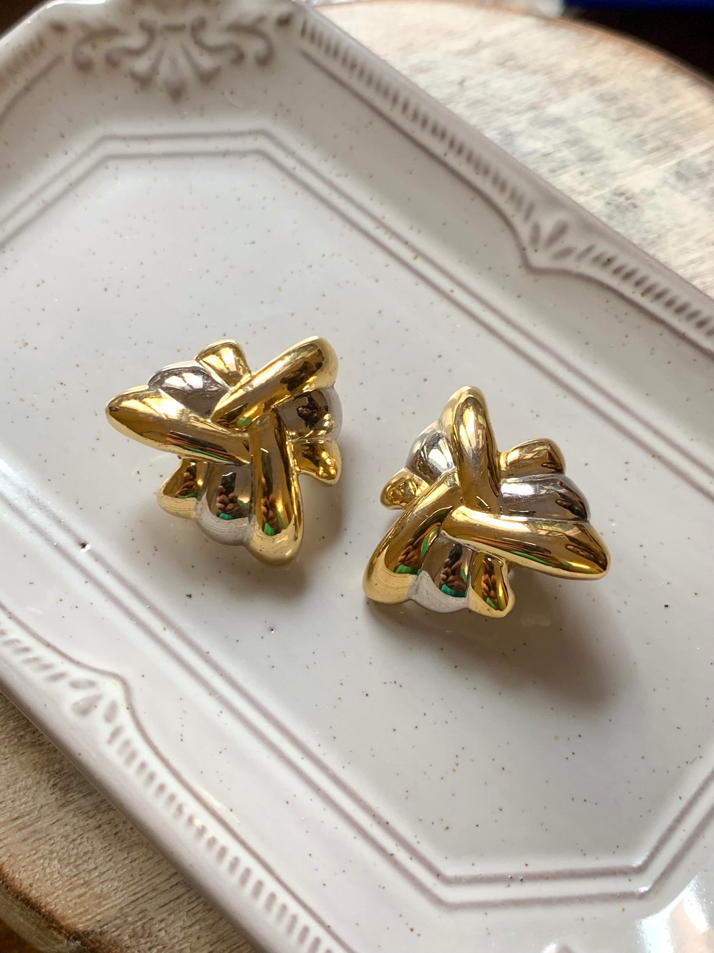 Vintage Mixed Metal Star Earrings