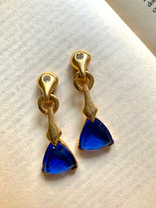 Vintage Art Deco Style Blue Stone Earrings