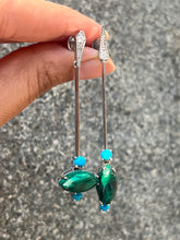 Load image into Gallery viewer, Malachite And Turquoise Diamond Danglers