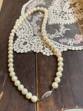 Load image into Gallery viewer, Vintage Silver Hook Clasp Pearl Necklace