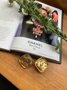 Vintage Chanel CC Diamond Shaped Earrings