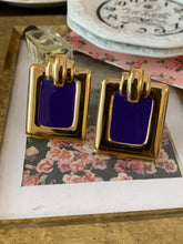 Load image into Gallery viewer, Vintage Blue Rectangular Block Earrings