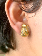 Load image into Gallery viewer, Vintage Rectangular Gold Gem Earrings