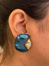 Load image into Gallery viewer, Vintage Blue Enamel Earrings