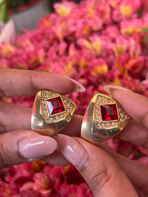 Vintage Gem Triangle Earrings