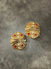 Load image into Gallery viewer, Vintage Red And White Star Earrings