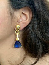 Load image into Gallery viewer, Vintage Art Deco Style Blue Stone Earrings