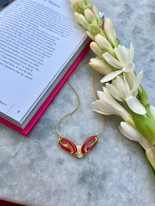 Vintage Red Enamel Necklace