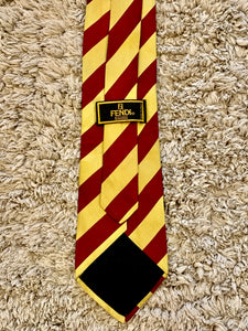 Vintage Fendi Red & Yellow Striped Tie