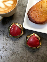 Load image into Gallery viewer, Vintage Chunky Red Leather Earrings